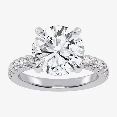 (G-H / Si1-Si2) Womens 2 1/4 CT. T.W. Lab Grown White Diamond 14K Gold Round Side Stone Engagement Ring