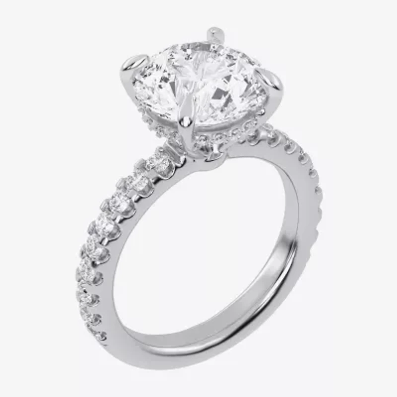 (G-H / Si1-Si2) Womens 2 1/4 CT. T.W. Lab Grown White Diamond 14K Gold Round Side Stone Engagement Ring