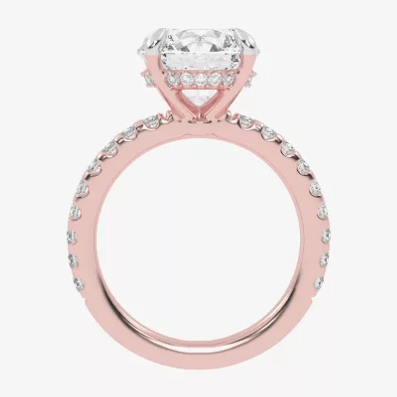 (G-H / Si1-Si2) Womens 2 1/4 CT. T.W. Lab Grown White Diamond 14K Gold Round Side Stone Engagement Ring