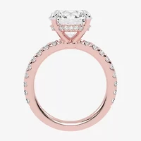 (G-H / Si1-Si2) Womens 2 1/4 CT. T.W. Lab Grown White Diamond 14K Gold Round Side Stone Engagement Ring