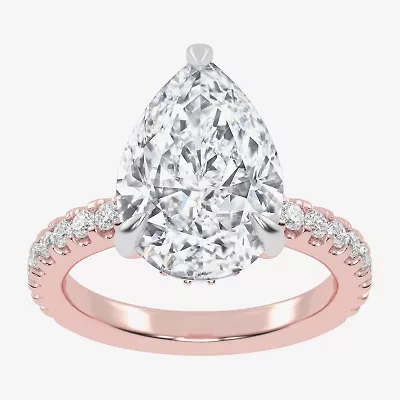 (G-H / Si1-Si2) Womens 2 1/4 CT. T.W. Lab Grown White Diamond 14K Gold Pear Side Stone Engagement Ring