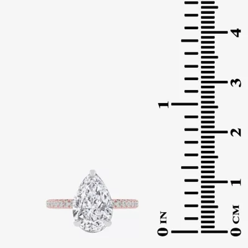 (G-H / Si1-Si2) Womens 2 1/4 CT. T.W. Lab Grown White Diamond 14K Gold Pear Side Stone Engagement Ring