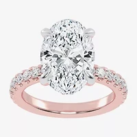 (G-H / Si1-Si2) Womens 2 1/4 CT. T.W. Lab Grown White Diamond 14K Gold Oval Side Stone Engagement Ring