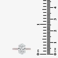 (G-H / Si1-Si2) Womens 2 1/4 CT. T.W. Lab Grown White Diamond 14K Gold Oval Side Stone Engagement Ring