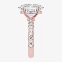 (G-H / Si1-Si2) Womens 2 1/4 CT. T.W. Lab Grown White Diamond 14K Gold Oval Side Stone Engagement Ring