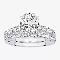 Signature By Modern Bride (H-I / Si1-Si2) Womens 2 CT. T.W. Lab Grown White Diamond 14K Gold Oval Bridal Set
