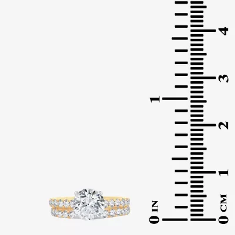 Signature By Modern Bride (H-I / Si1-Si2) Womens 2 CT. T.W. Lab Grown White Diamond 14K Gold Round Bridal Set