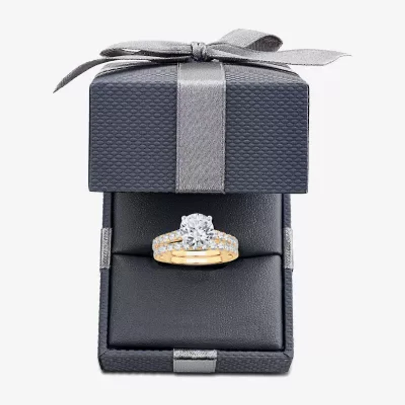 Signature By Modern Bride (H-I / Si1-Si2) Womens 2 CT. T.W. Lab Grown White Diamond 14K Gold Round Bridal Set