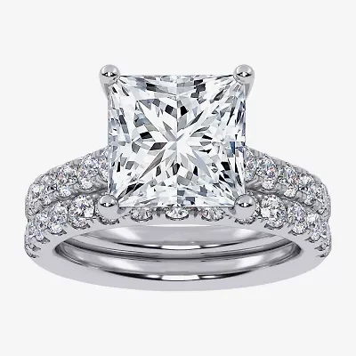 (H-I / SI1-SI2) Signature By Modern Bride Womens 2 CT.TW Lab Grown White Diamond 14K Gold Side Stone Bridal Set