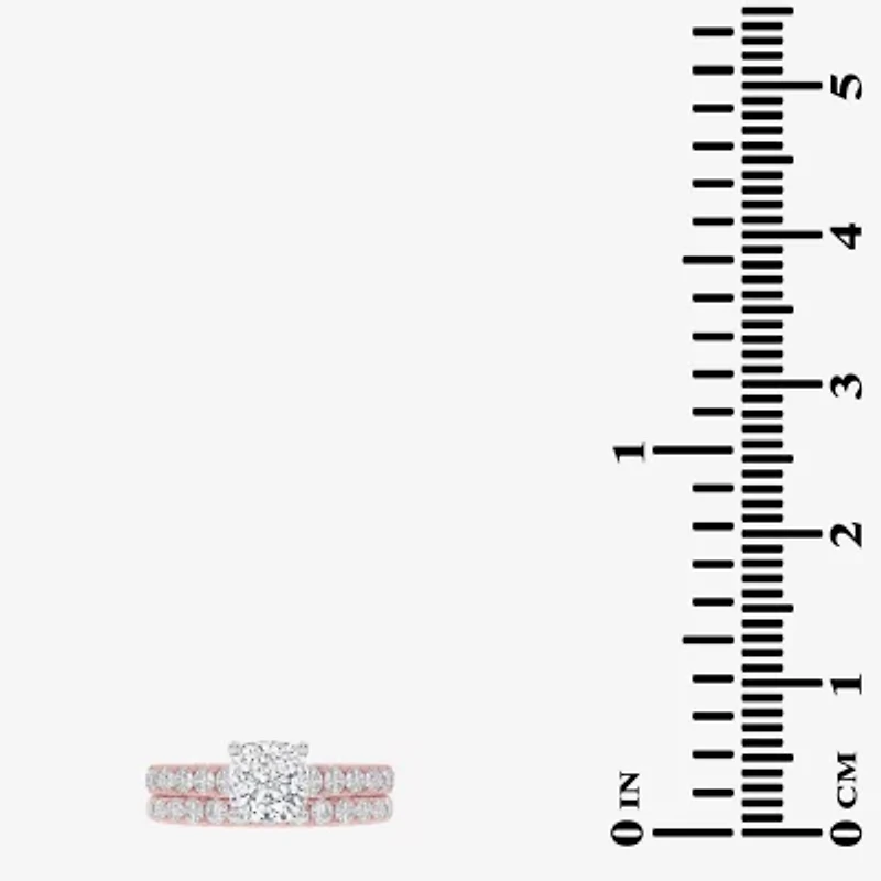 Signature By Modern Bride (G-H / Vs2-Si1) Womens 2 CT. T.W. Lab Grown White Diamond 14K Gold Cushion Side Stone Bridal Set