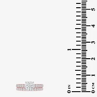 Signature By Modern Bride (G-H / Vs2-Si1) Womens 2 CT. T.W. Lab Grown White Diamond 14K Gold Cushion Side Stone Bridal Set