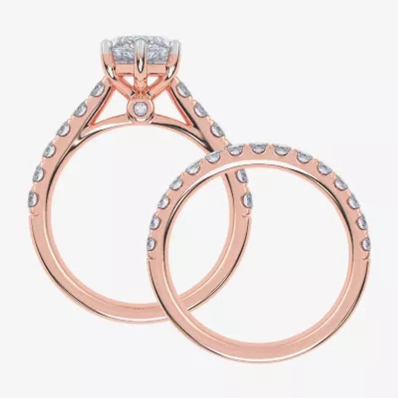 Signature By Modern Bride (G-H / Vs2-Si1) Womens 2 CT. T.W. Lab Grown White Diamond 14K Gold Marquise Side Stone Bridal Set