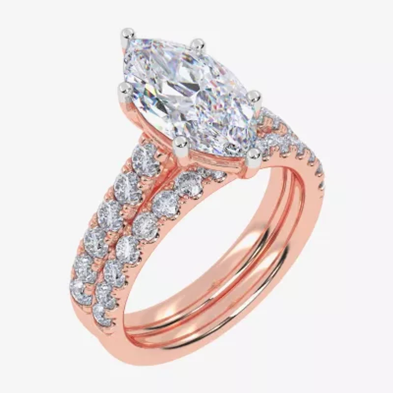 Signature By Modern Bride (G-H / Vs2-Si1) Womens 2 CT. T.W. Lab Grown White Diamond 14K Gold Marquise Side Stone Bridal Set