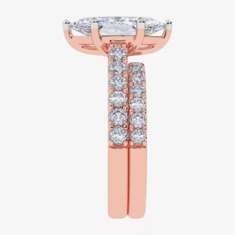 Signature By Modern Bride (G-H / Vs2-Si1) Womens 2 CT. T.W. Lab Grown White Diamond 14K Gold Marquise Side Stone Bridal Set