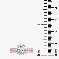 Signature By Modern Bride (H-I / Si1-Si2) Womens 2 CT. T.W. Lab Grown White Diamond 14K Gold Oval Bridal Set