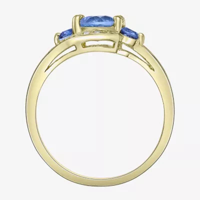 Womens Genuine Blue Topaz 18K Gold Over Silver Cocktail Ring