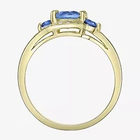 Womens Genuine Blue Topaz 18K Gold Over Silver Cocktail Ring