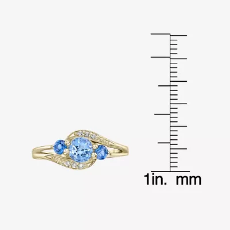 Womens Genuine Blue Topaz 18K Gold Over Silver Cocktail Ring
