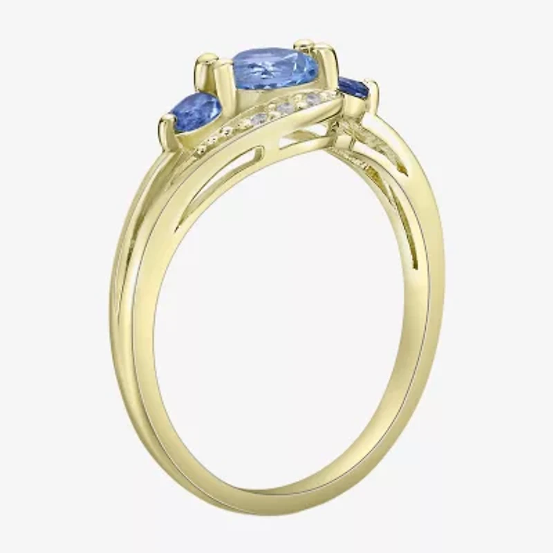 Womens Genuine Blue Topaz 18K Gold Over Silver Cocktail Ring
