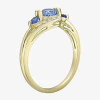Womens Genuine Blue Topaz 18K Gold Over Silver Cocktail Ring