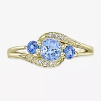 Womens Genuine Blue Topaz 18K Gold Over Silver Cocktail Ring