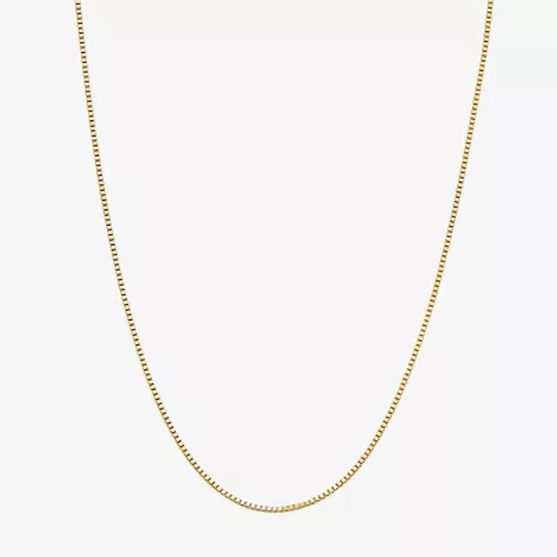 Womens 10K Gold Inch Box Chain Necklace