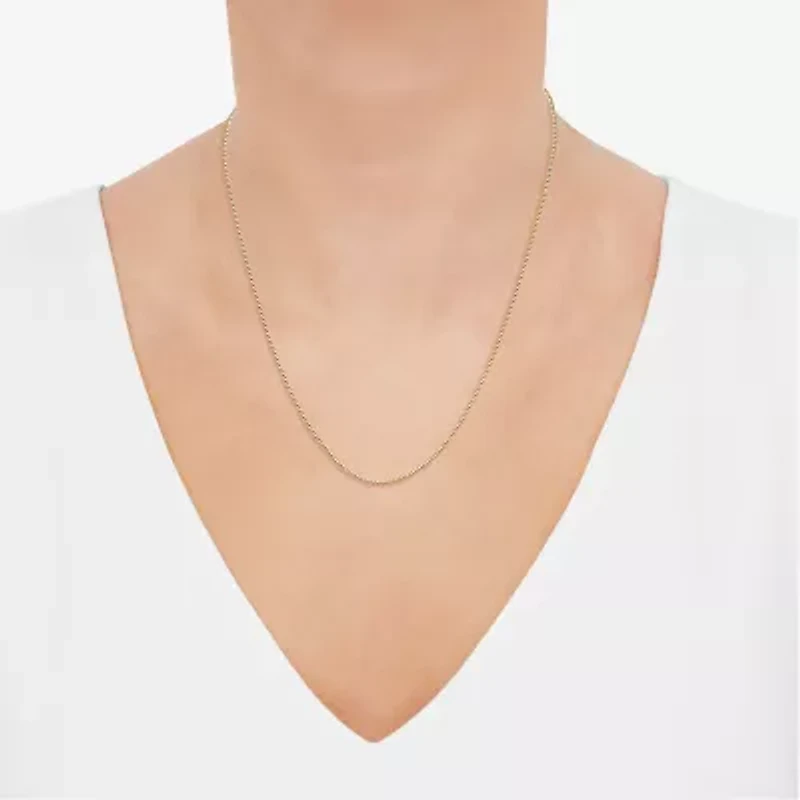 Womens 10K Gold Inch Box Chain Necklace