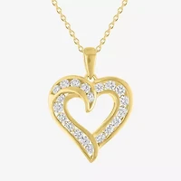 (G-H / Si2-I1) Womens 1 CT. T.W. Lab Grown White Diamond 14K Gold Over Brass Heart 18 Inch Pendant Necklace