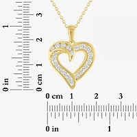 (G-H / Si2-I1) Womens 1 CT. T.W. Lab Grown White Diamond 14K Gold Over Brass Heart 18 Inch Pendant Necklace