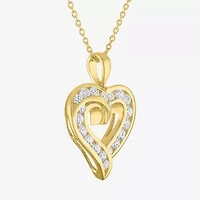 (G-H / Si2-I1) Womens 1 CT. T.W. Lab Grown White Diamond 14K Gold Over Brass Heart 18 Inch Pendant Necklace