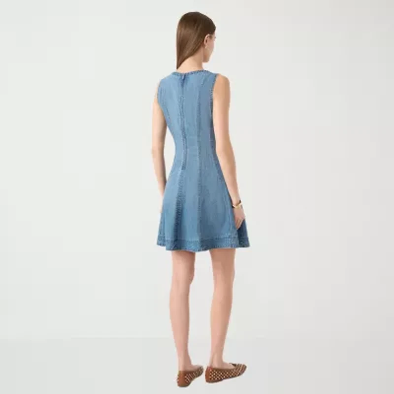 RM Rebecca Minkoff Womens Boat Neck Sleeveless A-Line Dress