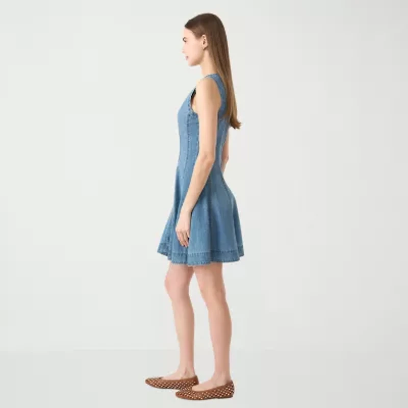 RM Rebecca Minkoff Womens Boat Neck Sleeveless A-Line Dress