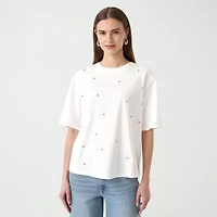 RM Rebecca Minkoff Womens Embellished Short Sleeve Tee