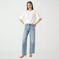 RM Rebecca Minkoff Womens Embellished Short Sleeve Tee