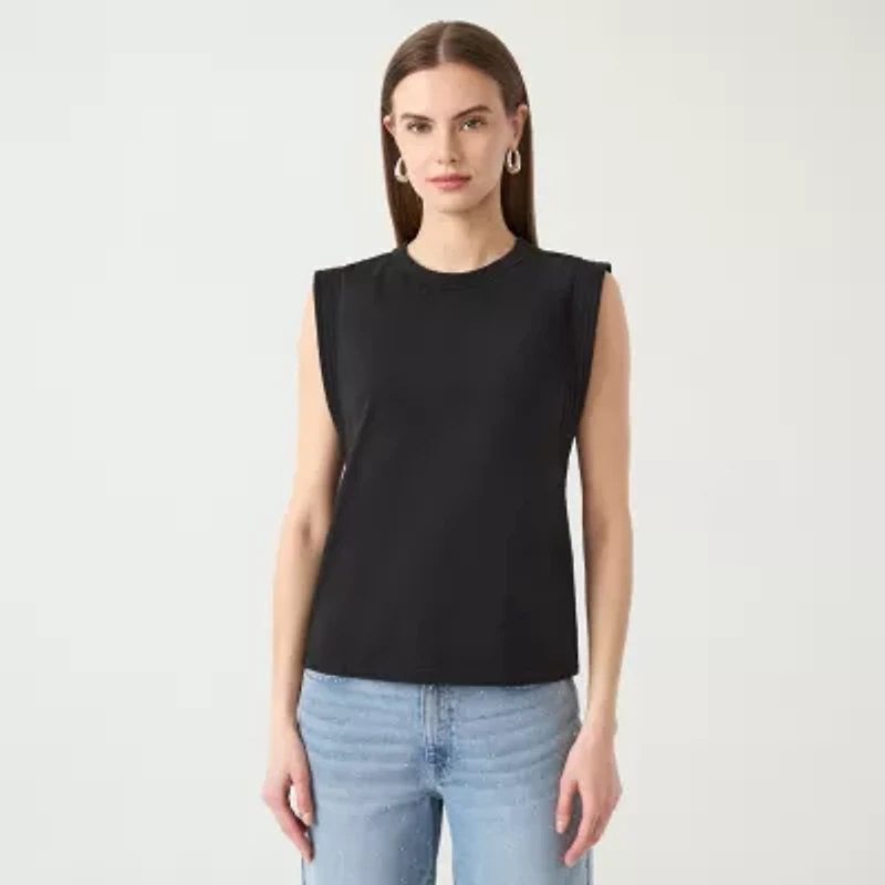 RM Rebecca Minkoff Womens Round Neck Sleeveless T-Shirt