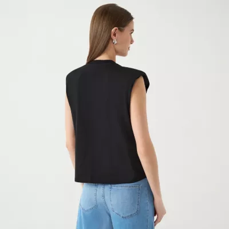 RM Rebecca Minkoff Womens Crew Neck Short Sleeve Tank Top