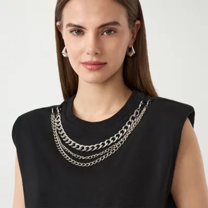 RM Rebecca Minkoff Womens Crew Neck Short Sleeve Tank Top