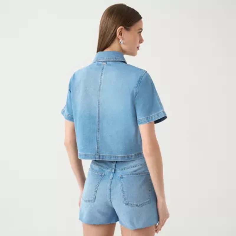 RM Rebecca Minkoff Womens Embellished Button Front Shirt