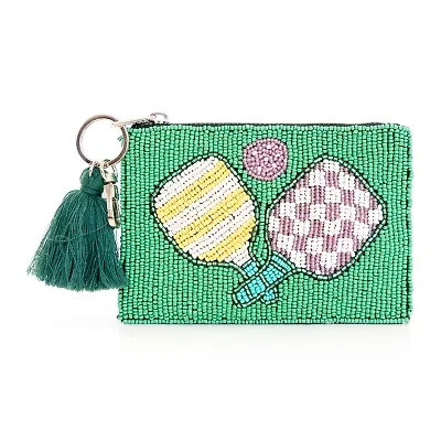 SOL and MER Beadeded Pickleball Coin Purse Womens Wallet
