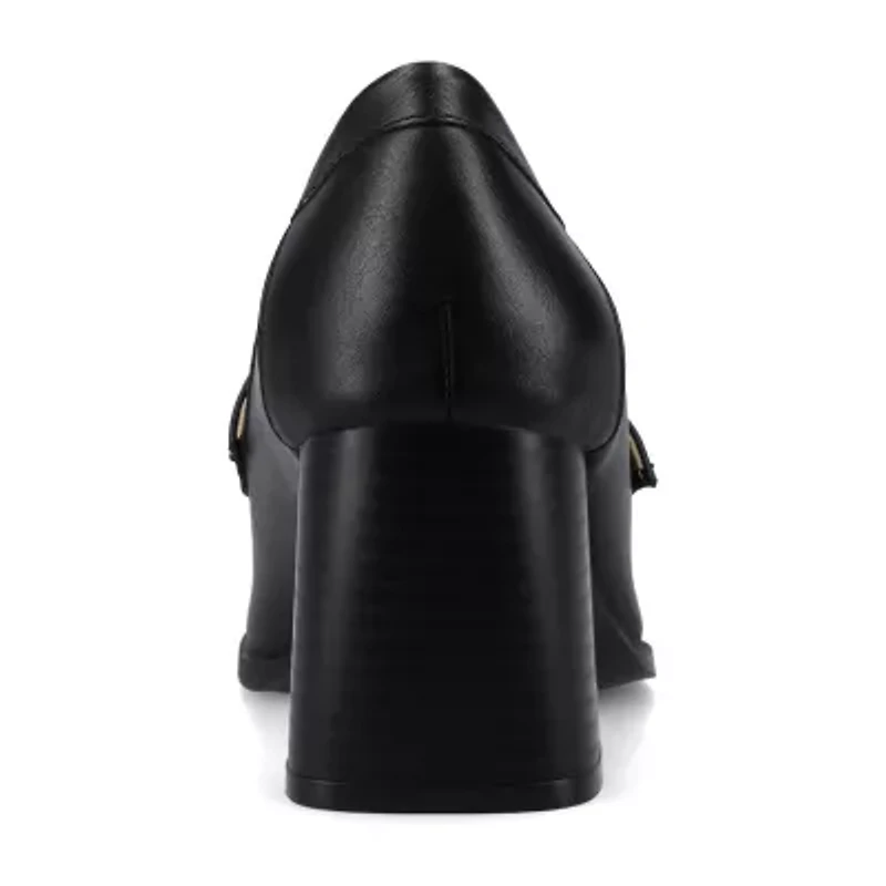 Journee Collection Womens Square Closed Toe Stacked Heel Pumps