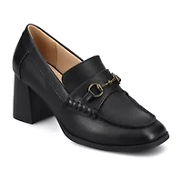 Journee Collection Womens Square Closed Toe Stacked Heel Pumps