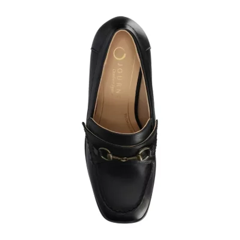 Journee Collection Womens Square Closed Toe Stacked Heel Pumps