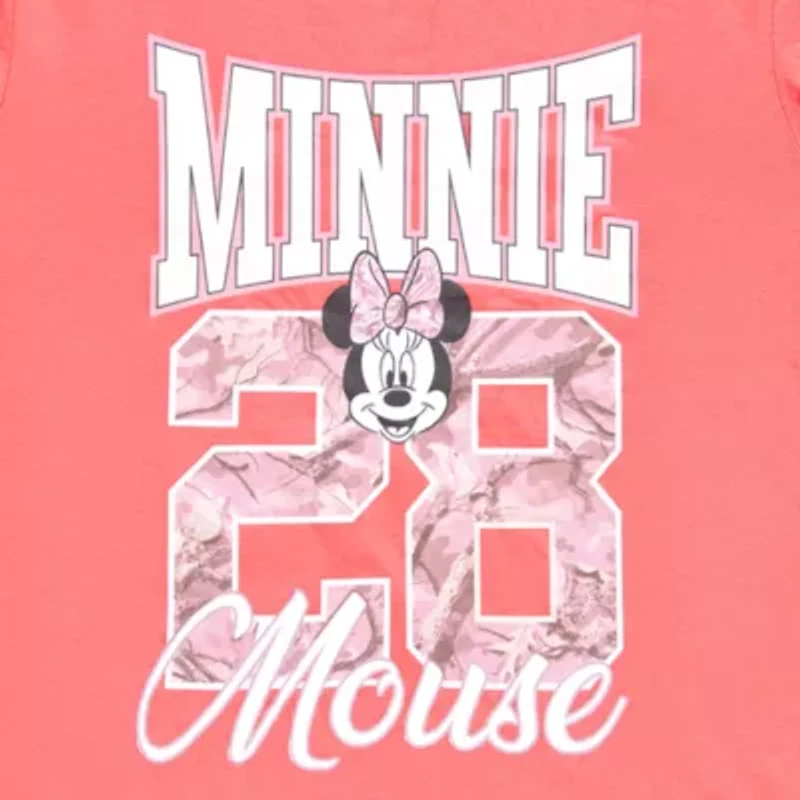 Minnie Varsity Boyfriend Tee Womens Juniors Crew Neck Short Sleeve Loose Fit Mouse Graphic T-Shirt