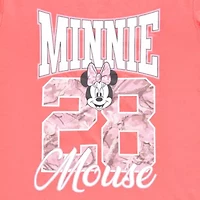 Minnie Varsity Boyfriend Tee Womens Juniors Crew Neck Short Sleeve Loose Fit Mouse Graphic T-Shirt