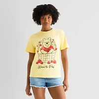 Strawberry Basket Womens Juniors Crew Neck Short Sleeve Loose Fit Winnie The Pooh Graphic T-Shirt
