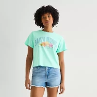 New World Santa Monica Baby Womens Juniors Crew Neck Short Sleeve Classic Fit Graphic T-Shirt