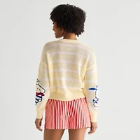 Americana Juniors Womens Crew Neck Long Sleeve Hello Kitty Pullover Sweater