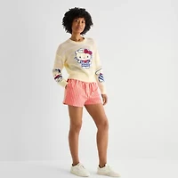 Americana Juniors Womens Crew Neck Long Sleeve Hello Kitty Pullover Sweater