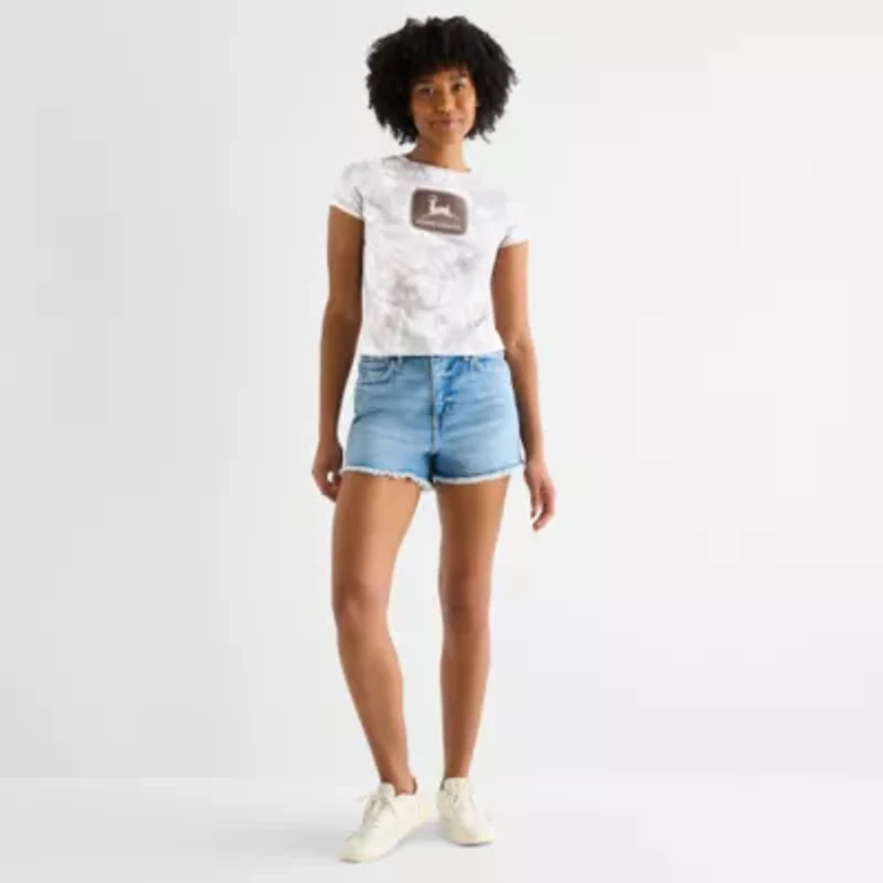 Jerry Leigh John Deer Baby Tee Womens Juniors Crew Neck Short Sleeve Regular Fit Graphic T-Shirt