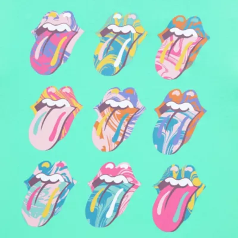 Rolling Stones Oversized Tee Womens Juniors Crew Neck Short Sleeve Regular Fit Graphic T-Shirt